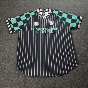Demon Slayer BoxLunch Jersey Mens XL Tanjiro Soccer Striped Green Black Shirt
